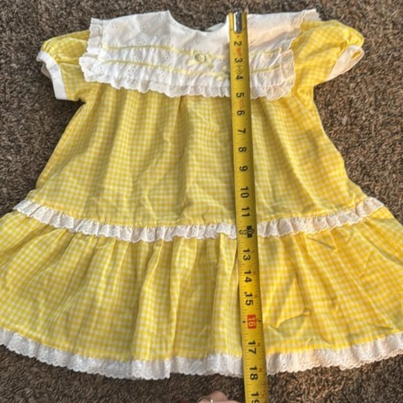 Vintage Yellow Gingham Party Dress Floral Easter Size 3x - Picture 14 of 15